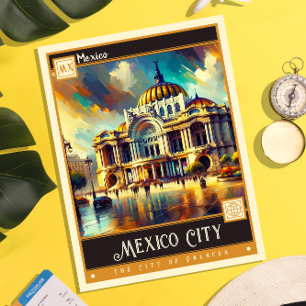 Mexico City, Mexiko Vintage Gemälde Postkarte
