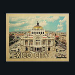 Mexico City Postcard Vintage Reise Postkarte<br><div class="desc">Das mexikanische Stadtdesign im Vintage Travel Stil besticht durch den Palacio de Bellas Artes oder den Palast Bellas Artes.</div>