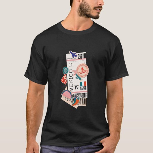 Mexico City Skyline Silhouette Outline Sketch T-Shirt (Vorderseite)