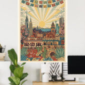 Mexico City Skyline Vintage Travel American gift Poster (Heimbüro)