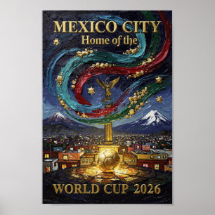 Mexico City Soccer Art 2026 Stadion Stadt Poster