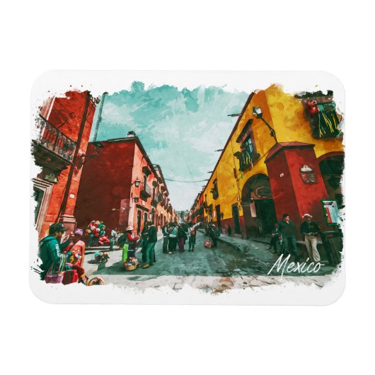 Mexico City View CDMX Retro Vintage Travel Magnet (Horizontal)