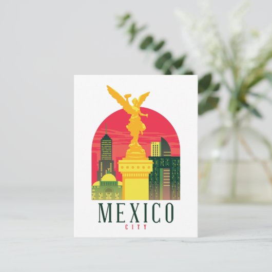 Mexico City Vintage Reise Postkarte (Stehend Vorderseite)