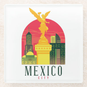 Mexico City Vintage Reise Postkarte Glasuntersetzer