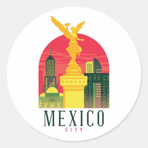 Mexico City Vintage Reise Runder Aufkleber
