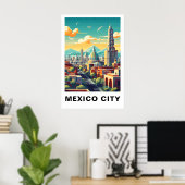 Mexico City Vintage Travel Art Poster (Heimbüro)