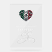 Mexico Couple Heart Wedding Willkommen Acrylschild (Vorderseite)