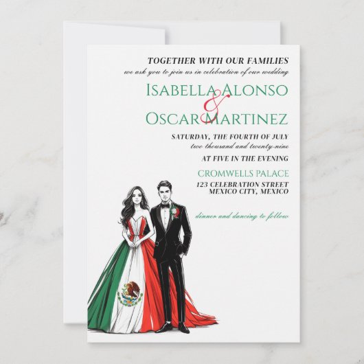 Mexico Couple Wedding Einladung (Vorderseite)