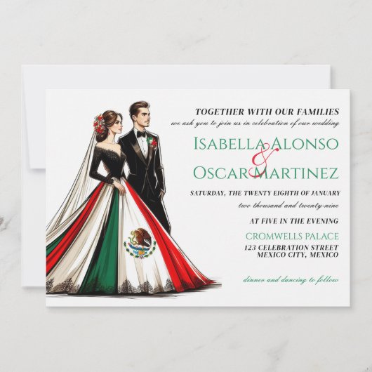 Mexico Couple Wedding Einladung (Vorderseite)