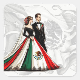 Mexico Couple Wedding Quadratischer Aufkleber