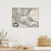 Mexico Cuba Florida & America Karte 1703 Poster (Küche)