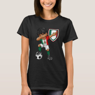 Mexico Dabbing Soccer Boy Mexican Flag Football T-Shirt
