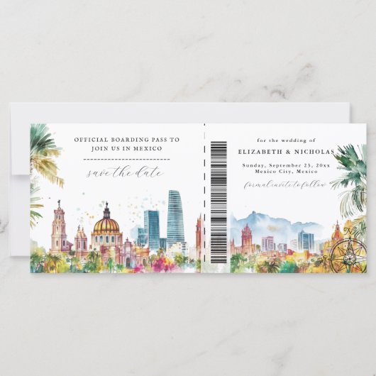 Mexico | Destination Wedding Boarding Pass (Vorderseite)