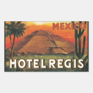 Mexico Ds Hotel Regis, Vintage Rechteckiger Aufkleber