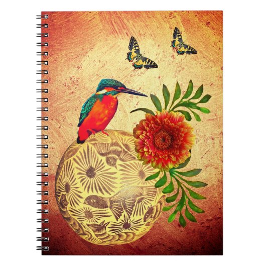 Mexico Earth Tones W/ Red Bird, Butterfly & Blume Notizblock (Vorderseite)