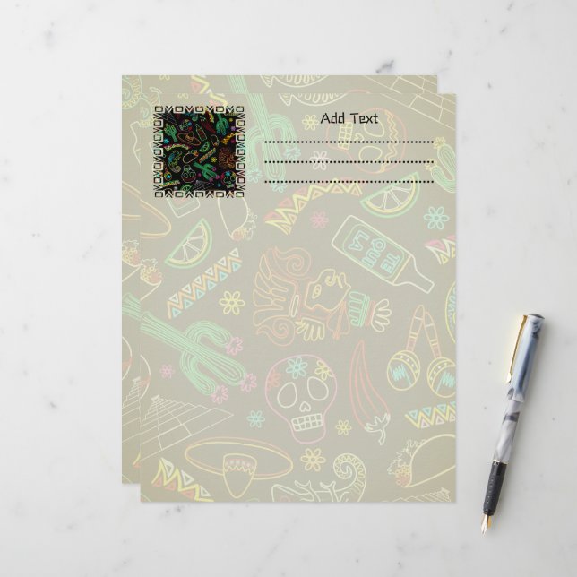 Mexico Fiesta Muster Briefbogen (Vorderseite/Rückseite Beispiel)