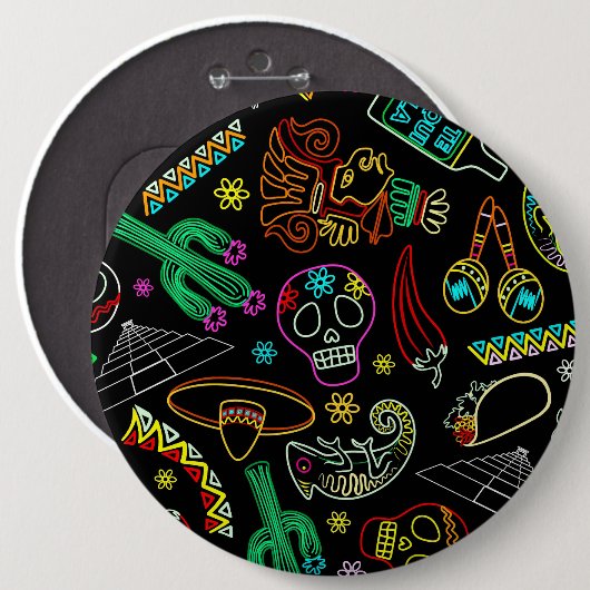 Mexico Fiesta Muster Button (Vorne & Hinten)