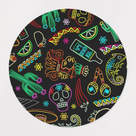 Mexico Fiesta Muster Etiketten (Design 2)