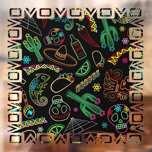 Mexico Fiesta Muster Fensteraufkleber (Blatt 2)