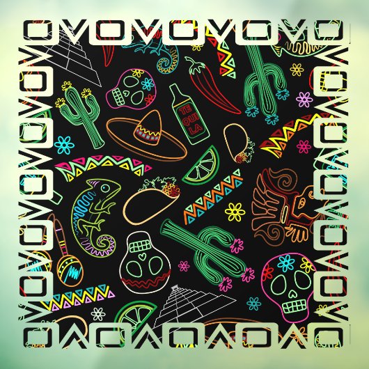 Mexico Fiesta Muster Fensteraufkleber (Blatt 3)