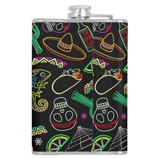 Mexico Fiesta Muster Flachmann (Rückseite)