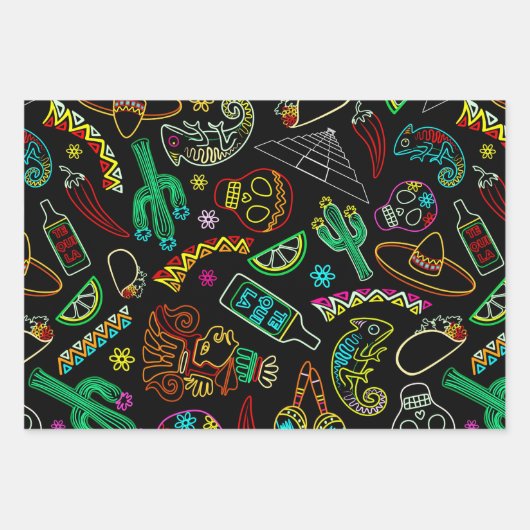 Mexico Fiesta Muster Geschenkpapier Set (Vorderseite 3)
