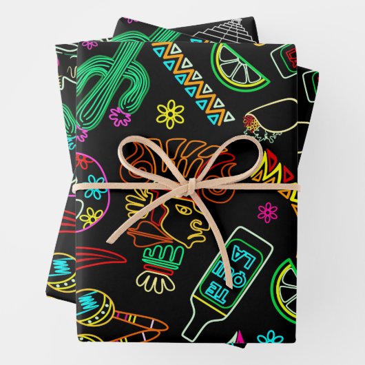 Mexico Fiesta Muster Geschenkpapier Set (Beispiel)