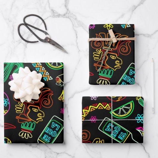 Mexico Fiesta Muster Geschenkpapier Set (Vorderseite)