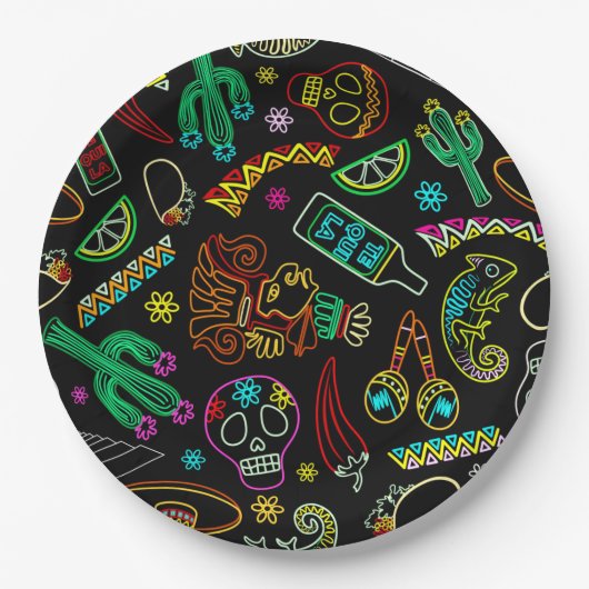 Mexico Fiesta Muster Pappteller (Vorderseite)