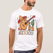 Mexico Fiesta Vibes Sombrero Guitar Cactus Maracas T-Shirt (Vorderseite)