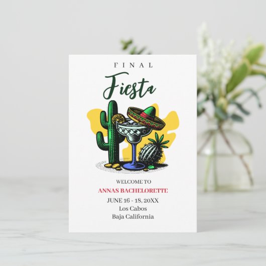 Mexico finale fiesta bachelorette margarita einladung (Stehend Vorderseite)