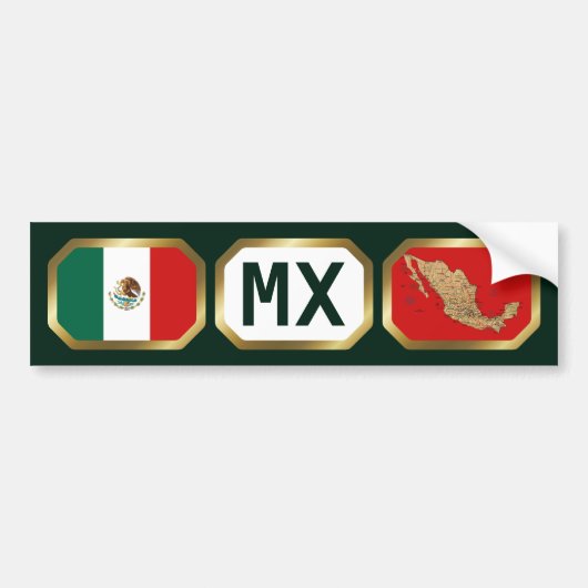 Mexico Flag Map Code Autoaufkleber (Vorne)