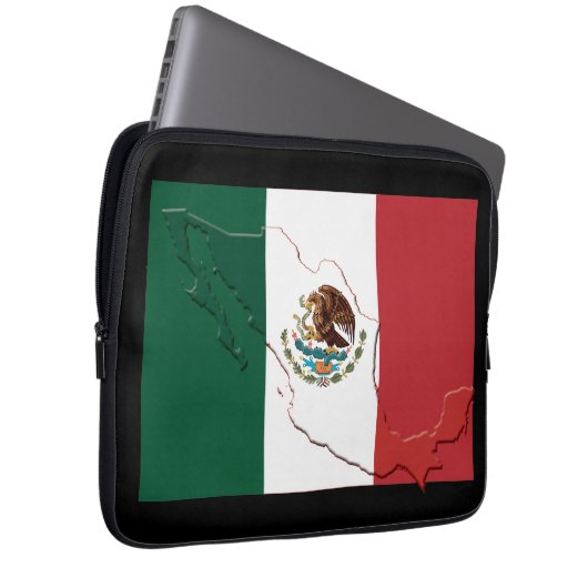 MEXICO Flag Map Patriotic Computer BLACK Laptopschutzhülle (Vorne Rechts)