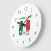 Mexico Flag Personalized Round  Große Wanduhr (Winkel)