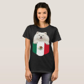 Mexico Flag Samoyed Dog In Pocket T-Shirt (Vorne ganz)