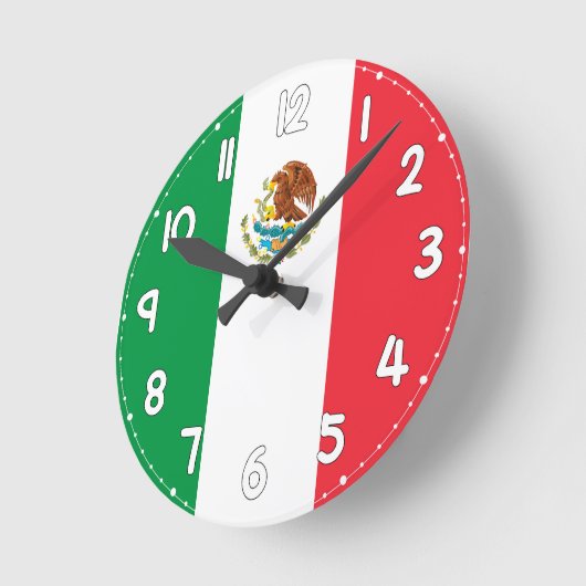 Mexico Flag Wall Clock - Flag of Mexico Runde Wanduhr (Winkel)