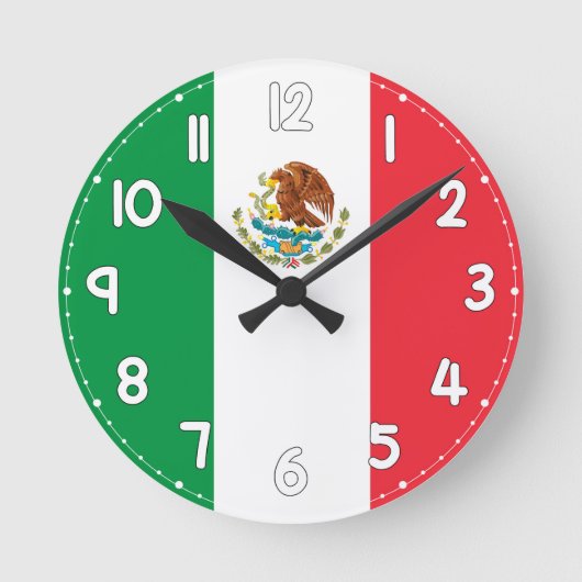 Mexico Flag Wall Clock - Flag of Mexico Runde Wanduhr (Vorderseite)
