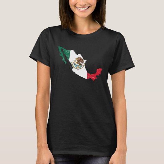 Mexico flag with Mexican map distressed T-Shirt (Vorderseite)
