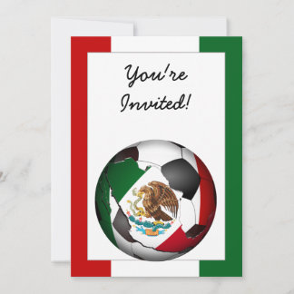 Mexico Fußball Ball mit Flag-Farben Hintergrund Einladung