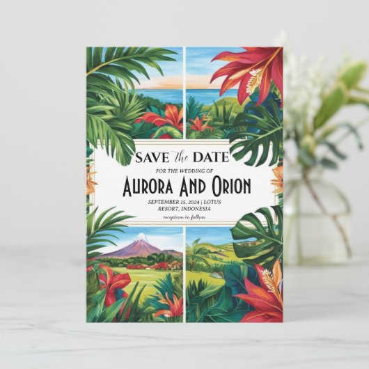 mexico Hochzeit in Urlaubsort speichern Daten Einladung (Stehend Vorderseite)