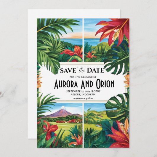 mexico Hochzeit in Urlaubsort speichern Daten Einladung (Vorne/Hinten)