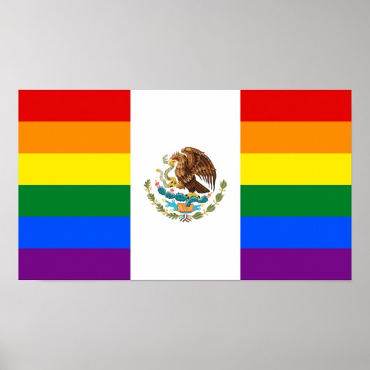 Mexico LGBT Gay Pride Rainbow Flag Poster (Vorne)