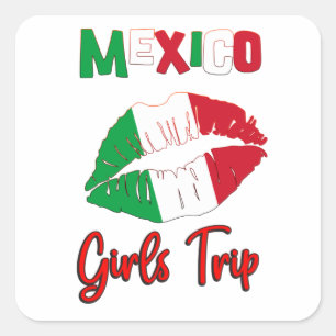 Mexico Lip Flag Girls Trip Group Matching Quadratischer Aufkleber