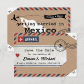 Mexico Luftpost-Gepäckanhänger Save-the-Date mit K Save The Date (Vorne/Hinten)