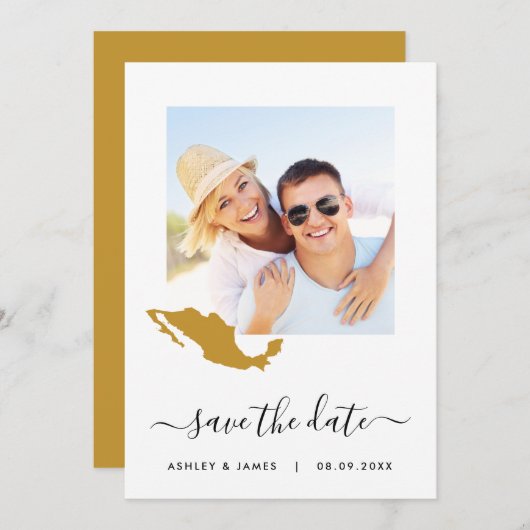 Mexico Map Foto Hochzeit Speichern Sie die Datumsk Save The Date (Vorne/Hinten)