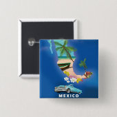 Mexico Map Illustration Reiseplakat. Button (Vorne & Hinten)