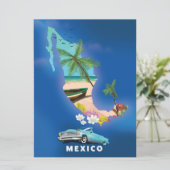 Mexico Map Illustration Reiseplakat. Einladung (Stehend Vorderseite)