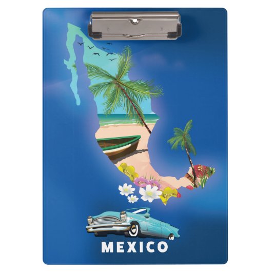 Mexico Map Illustration Reiseplakat. Klemmbrett (Vorderseite)