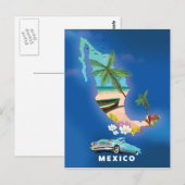 Mexico Map Illustration Reiseplakat. Postkarte (Vorne/Hinten)