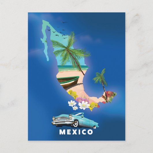 Mexico Map Illustration Reiseplakat. Postkarte (Vorderseite)